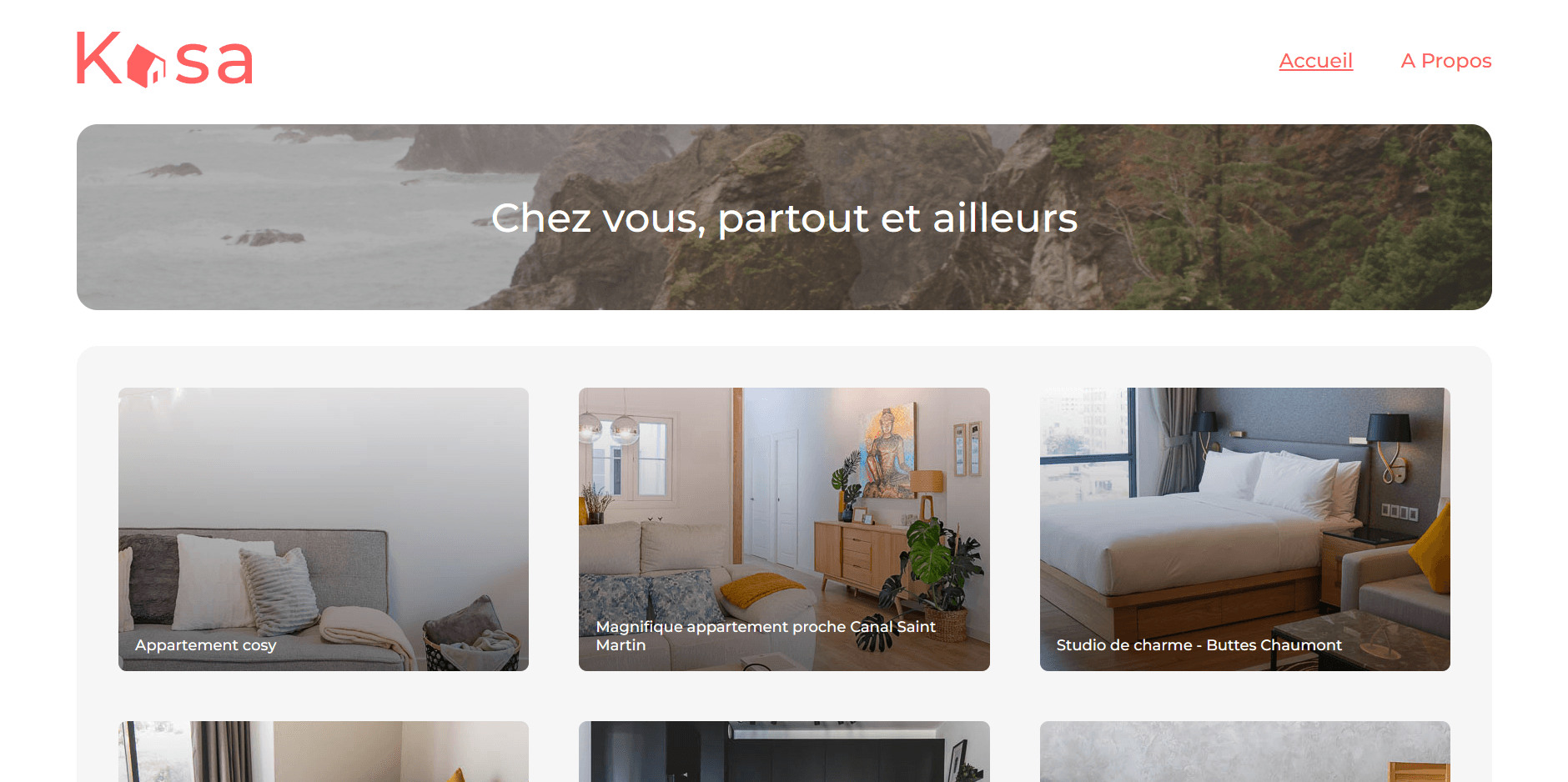 Homepage with housing grid